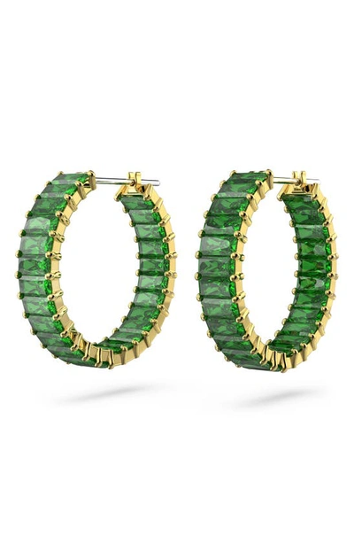 Shop Swarovski Matrix Hoop Earrings In Green