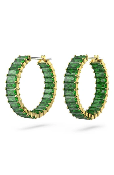 Swarovski Matrix Hoop Earrings In Green