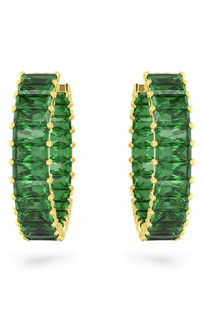 Shop Swarovski Matrix Hoop Earrings In Green