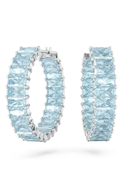 Shop Swarovski Matrix Hoop Earrings In Blue