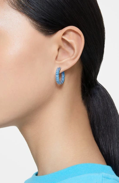 Shop Swarovski Matrix Hoop Earrings In Blue