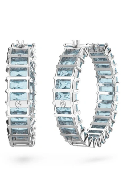 Shop Swarovski Matrix Hoop Earrings In Blue