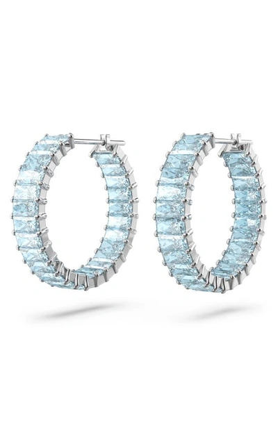 Shop Swarovski Matrix Hoop Earrings In Blue