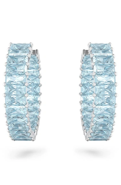 Shop Swarovski Matrix Hoop Earrings In Blue