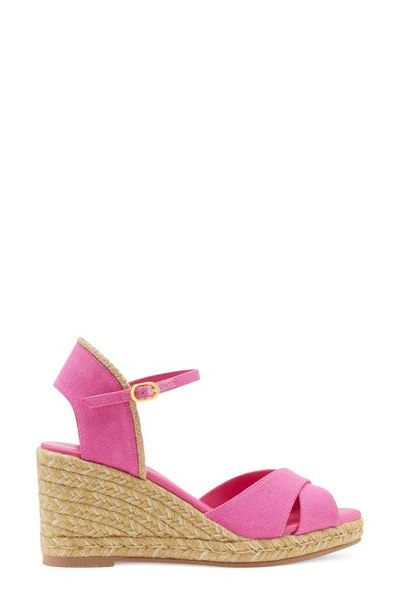 Shop Stuart Weitzman Mirela Ii Espadrille Wedge Sandal In Fuchsia/ Natural