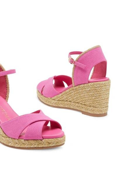 Shop Stuart Weitzman Mirela Ii Espadrille Wedge Sandal In Fuchsia/ Natural