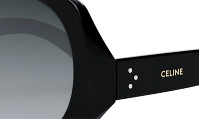 Shop Celine Bold 3 Dots 53mm Round Sunglasses In Shiny Black / Gradient Smoke