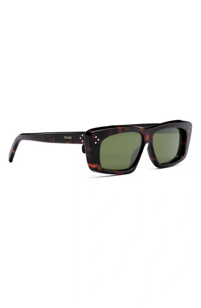 Shop Celine Bold 3 Dots 57mm Rectangular Sunglasses In Dark Havana / Green