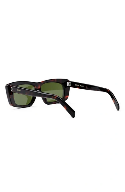 Shop Celine Bold 3 Dots 57mm Rectangular Sunglasses In Dark Havana / Green