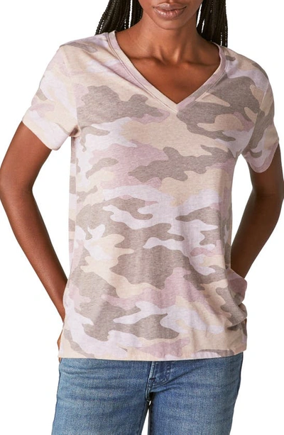 Shop Lucky Brand Classic V-neck T-shirt In Purple Multi