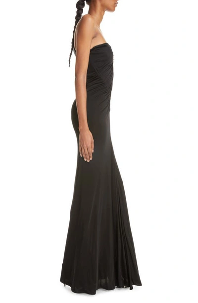 Shop Saint Laurent One-shoulder Sleeveless Jersey Gown In Noir