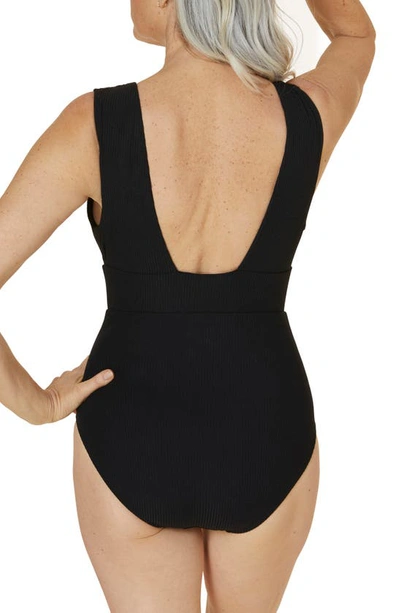 Shop Andie Mykonos Ribbed One-piece Swimsuit In Black