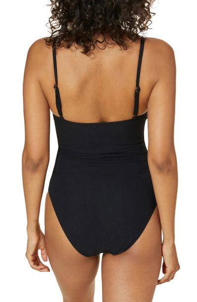 Shop Andie Amalfi Rib Long Torso One-piece Swimsuit In Black