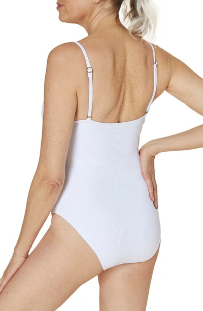 Shop Andie Amalfi Rib Long Torso One-piece Swimsuit In White