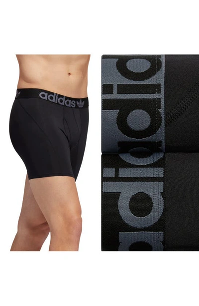 Shop Adidas Originals Assorted 2-pack Trefoil Boxer Briefs In Black/ Onix Grey