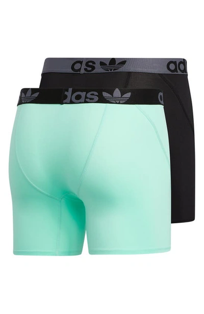 Shop Adidas Originals Assorted 2-pack Trefoil Boxer Briefs In Black/ Onix Grey/ Mint Green