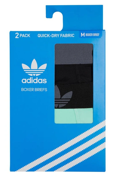 Shop Adidas Originals Assorted 2-pack Trefoil Boxer Briefs In Black/ Onix Grey/ Mint Green