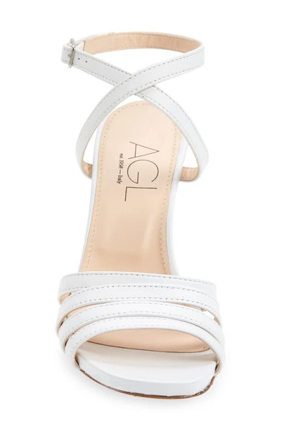 Shop Agl Attilio Giusti Leombruni Dora Ankle Strap Wedge Sandal In White-plumba