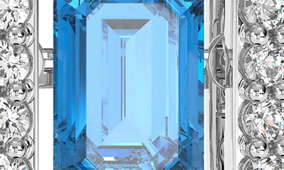 Swarovski Millenia Drop Earrings Octagon Cut Blue Rhodium Plated In Blue