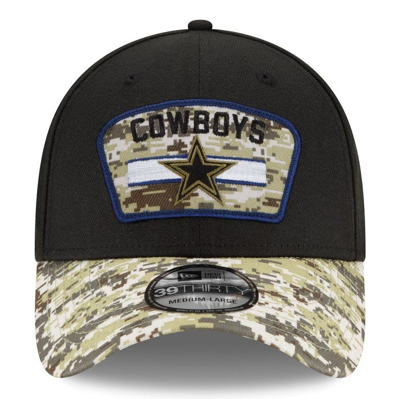 Shop New Era Black/camo Dallas Cowboys 2021 Salute To Service 39thirty Flex Hat