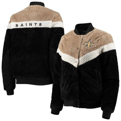 Shop G-iii 4her By Carl Banks Black/cream New Orleans Saints Riot Squad Sherpa Full-snap Jacket