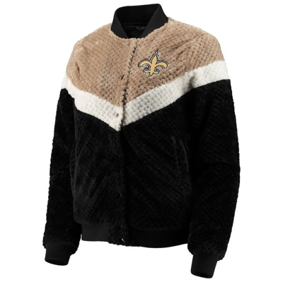 Shop G-iii 4her By Carl Banks Black/cream New Orleans Saints Riot Squad Sherpa Full-snap Jacket