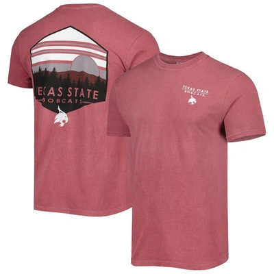 Shop Image One Maroon Texas State Bobcats Landscape Shield T-shirt