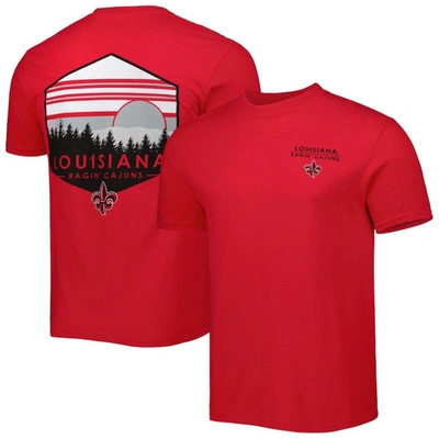 Shop Image One Red Louisiana Ragin' Cajuns Landscape Shield T-shirt