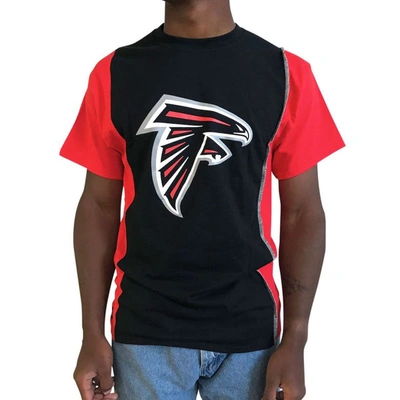 Shop Refried Apparel Black/red Atlanta Falcons Sustainable Upcycled Split T-shirt