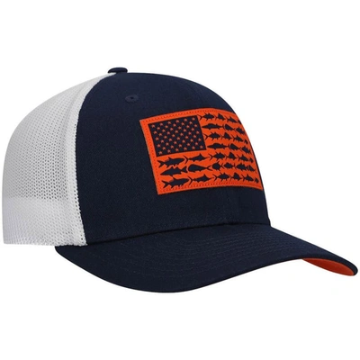 Shop Columbia Navy Auburn Tigers Pfg Tonal Fish Flag Flex Hat