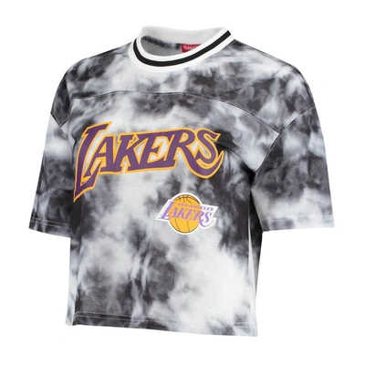Shop Mitchell & Ness Black/white Los Angeles Lakers Hardwood Classics Tie-dye Cropped T-shirt