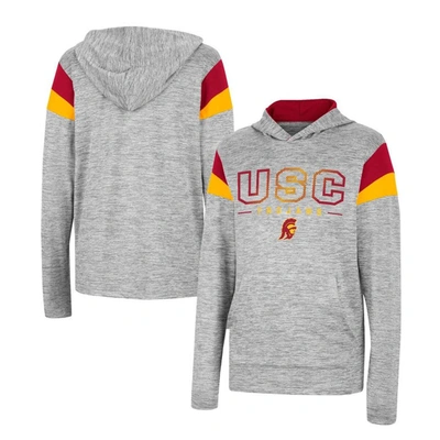 Shop Colosseum Youth  Heather Gray Usc Trojans Tartookas Long Sleeve Hoodie T-shirt