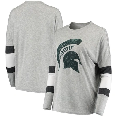 Shop Camp David Heathered Gray Michigan State Spartans Swell Stripe Long Sleeve T-shirt In Heather Gray