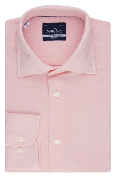 Shop Savile Row Co White Piqué Knit Slim Fit Dress Shirt In Pink