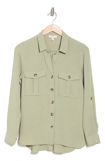 Shop Como Vintage Airflow Button-up Shirt In Seagrass