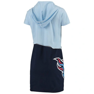 Shop Refried Apparel Light Blue/navy Tennessee Titans Sustainable Hooded Mini Dress