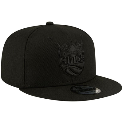 Shop New Era Sacramento Kings Black On Black 9fifty Snapback Hat