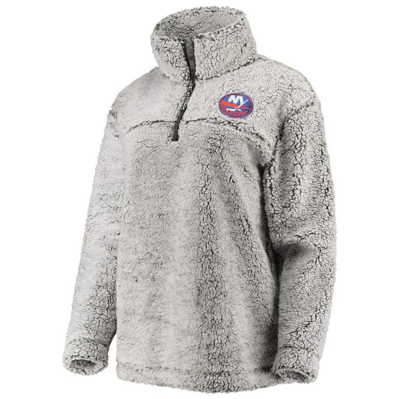 G-iii 4her By Carl Banks Women's  Gray New York Islanders Sherpa Quarter-zip Pullover Jacket In Gray