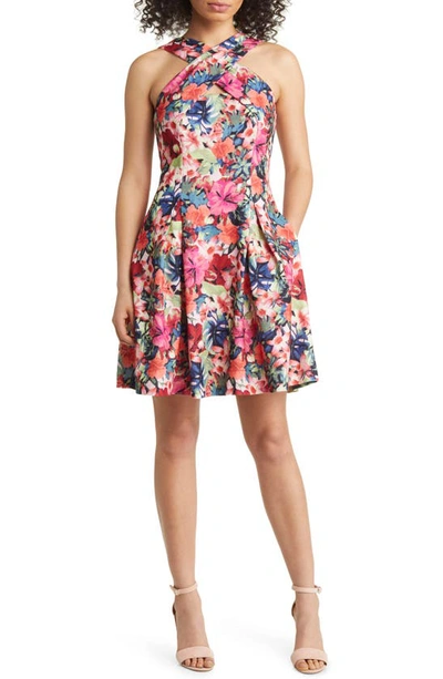 Vince camuto floral outlet fit and flare dress