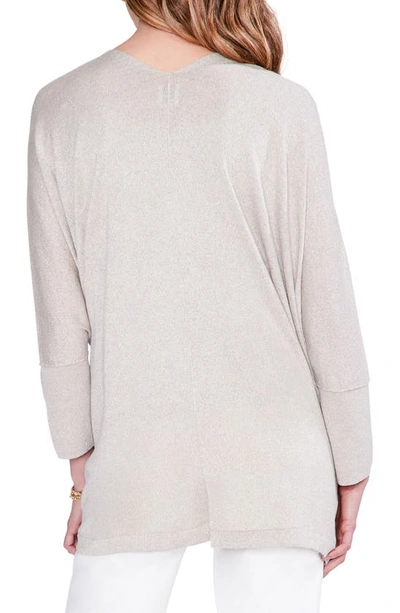 Nic + Zoe Open-front Shimmer Cover-up Cardigan In Sandshell