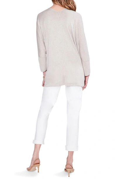 Nic + Zoe Open-front Shimmer Cover-up Cardigan In Sandshell