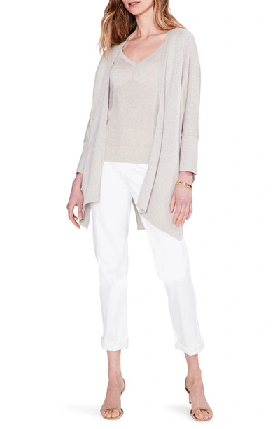 Nic + Zoe Open-front Shimmer Cover-up Cardigan In Sandshell