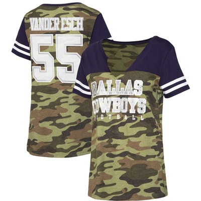Shop Nfl Leighton Vander Esch Camo/navy Dallas Cowboys Simone Name & Number V-neck Tri-blend T-shirt