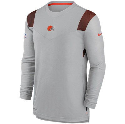 Shop Nike Gray Cleveland Browns Sideline Player Uv Performance Long Sleeve T-shirt
