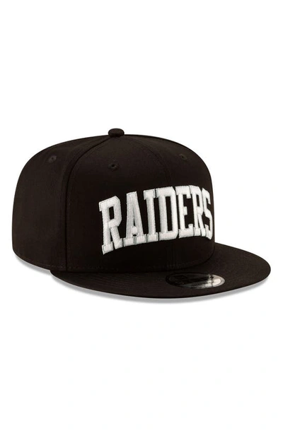 Shop New Era Black Las Vegas Raiders Throwback Wordmark 9fifty Adjustable Snapback Hat