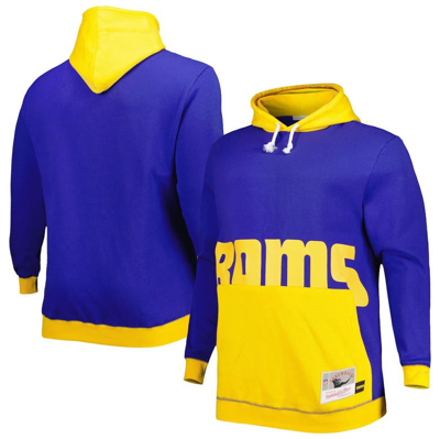 Mitchell & Ness Royal/Gold Los Angeles Rams Big & Tall Big Face Pullover Hoodie