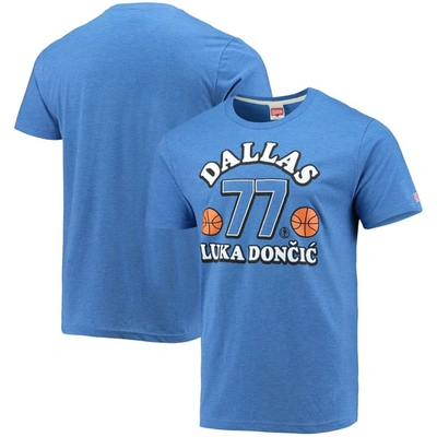 Shop Homage Luka Doncic Blue Dallas Mavericks Slovenian Tri-blend T-shirt
