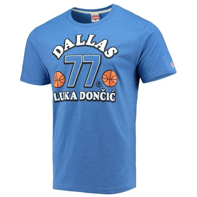 Shop Homage Luka Doncic Blue Dallas Mavericks Slovenian Tri-blend T-shirt