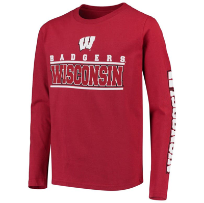Shop Outerstuff Youth Red Wisconsin Badgers Transition Two-hit Long Sleeve T-shirt