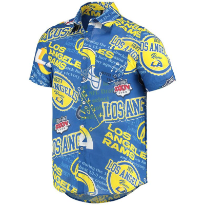 Shop Foco Royal Los Angeles Rams Thematic Button-up Shirt